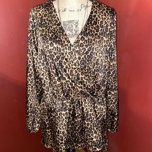 Lane Bryant leopard print silky faux wrap top